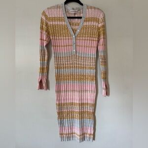 Striped Pink and Gold Knit Dress